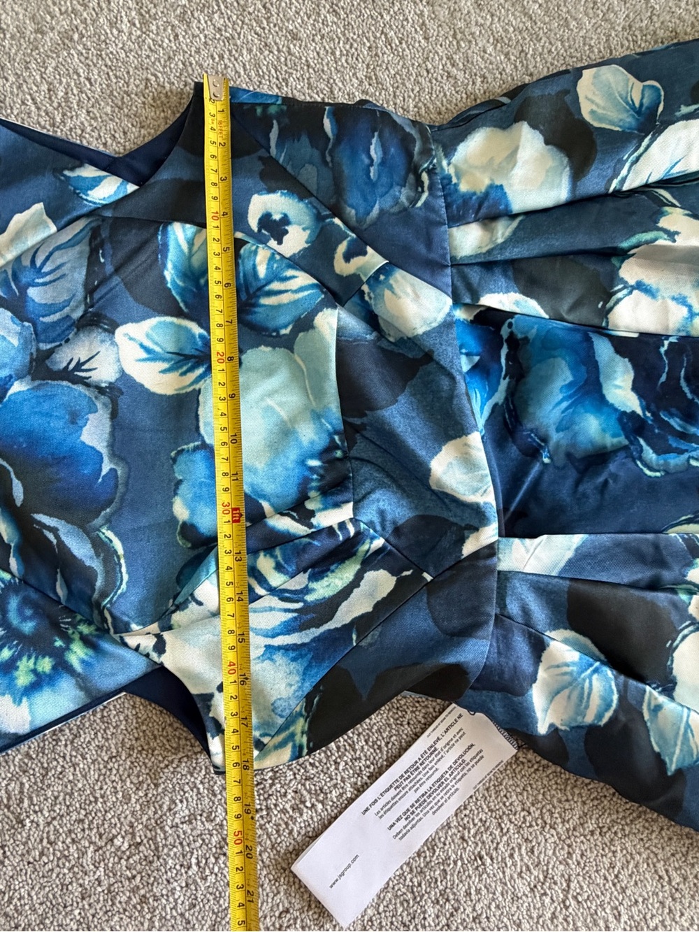 Kay Unger Kate Floral Pleated Gown Blue Dark Ink Size 12 NWT $358 - Picture 11 of 12